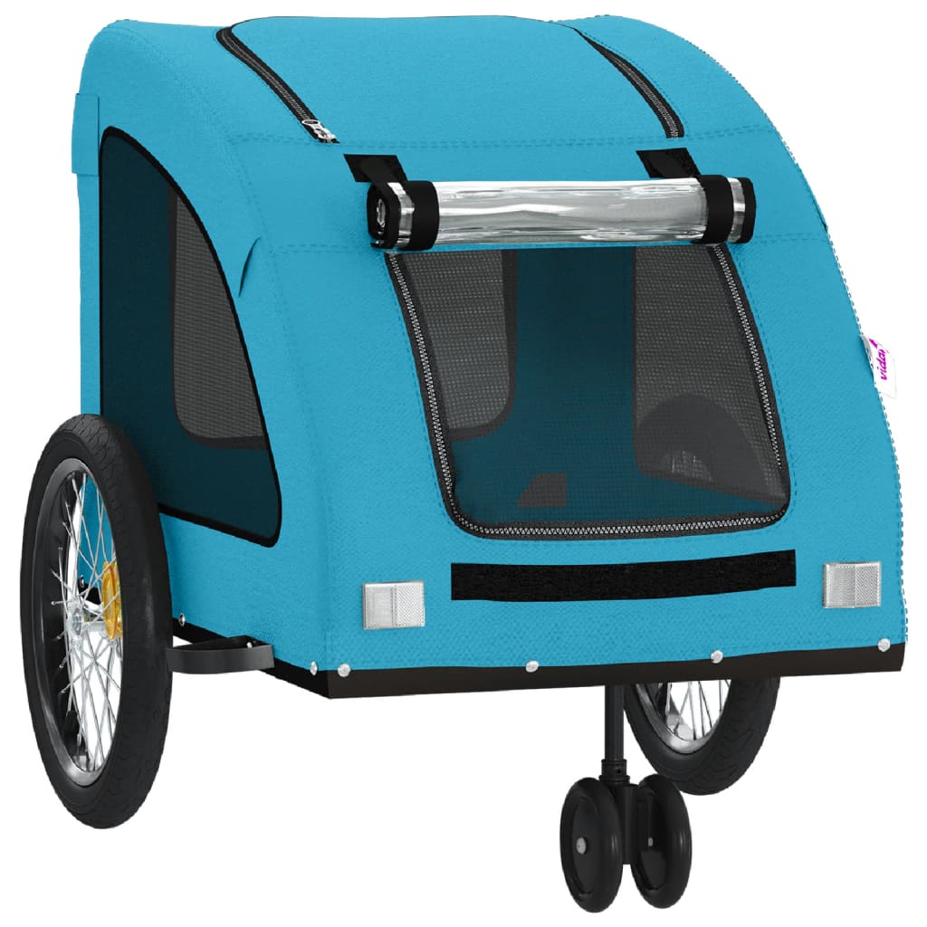 vidaXL Hondenfietstrailer oxford stof en ijzer blauw