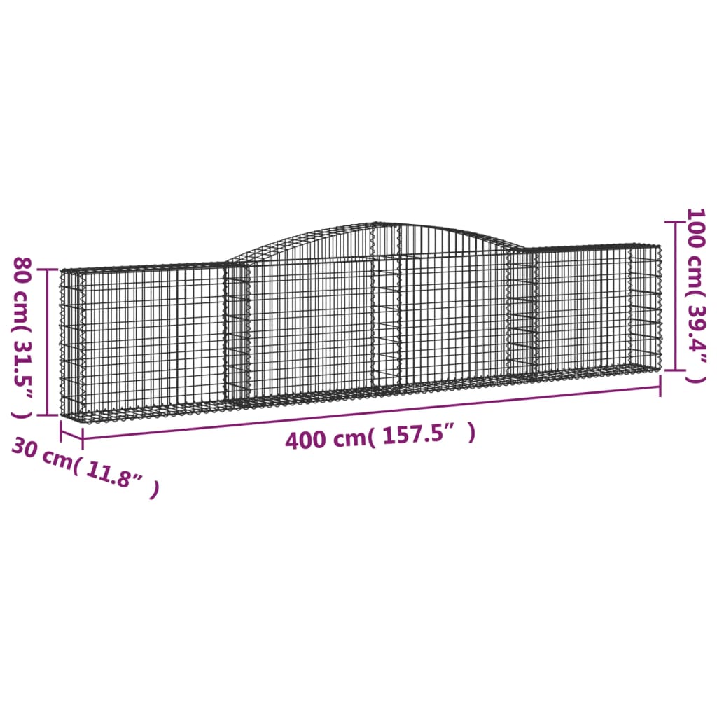 vidaXL Schanskorven 5 st gewelfd 400x30x80/100 cm ijzer