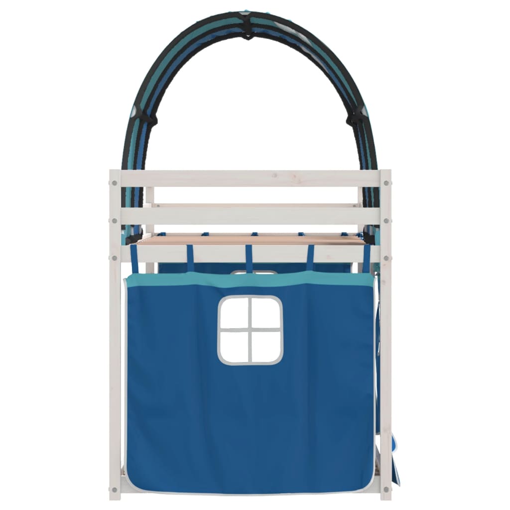 vidaXL Stapelbed met gordijnen 75x190 cm massief grenenhout blauw