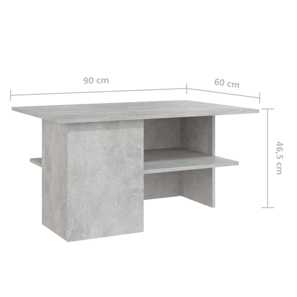 vidaXL Salontafel 90x60x46,5 cm spaanplaat betongrijs