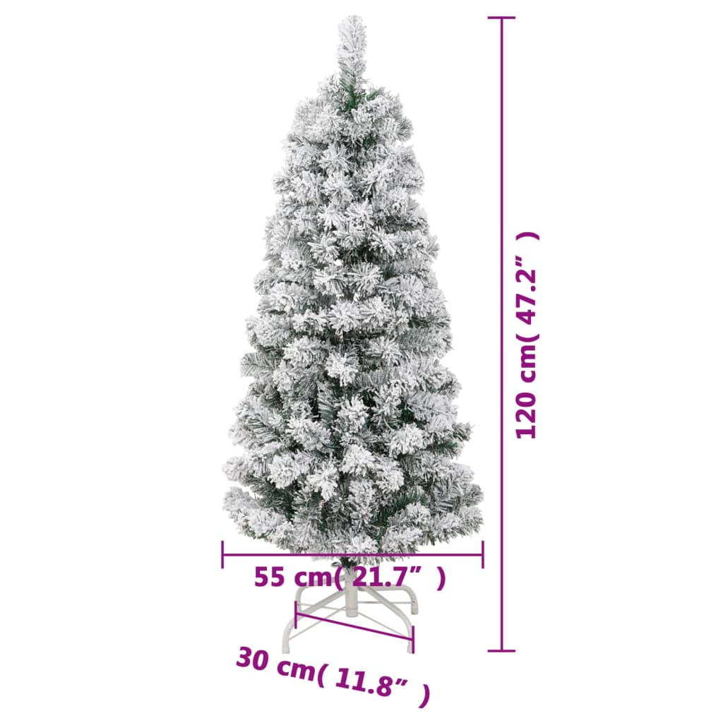 vidaXL Kunstkerstboom met scharnieren 150 LED's en sneeuw 120 cm