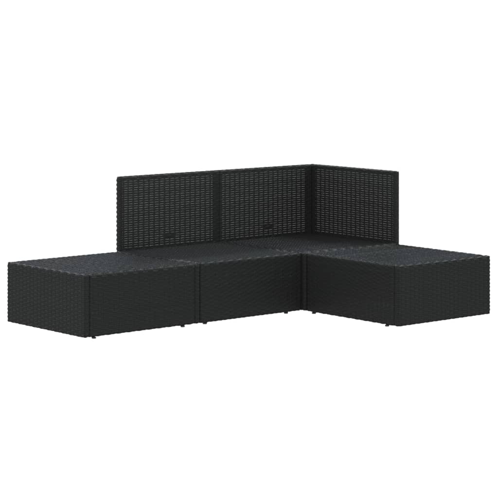 vidaXL 4-delige Loungeset met kussens poly rattan zwart