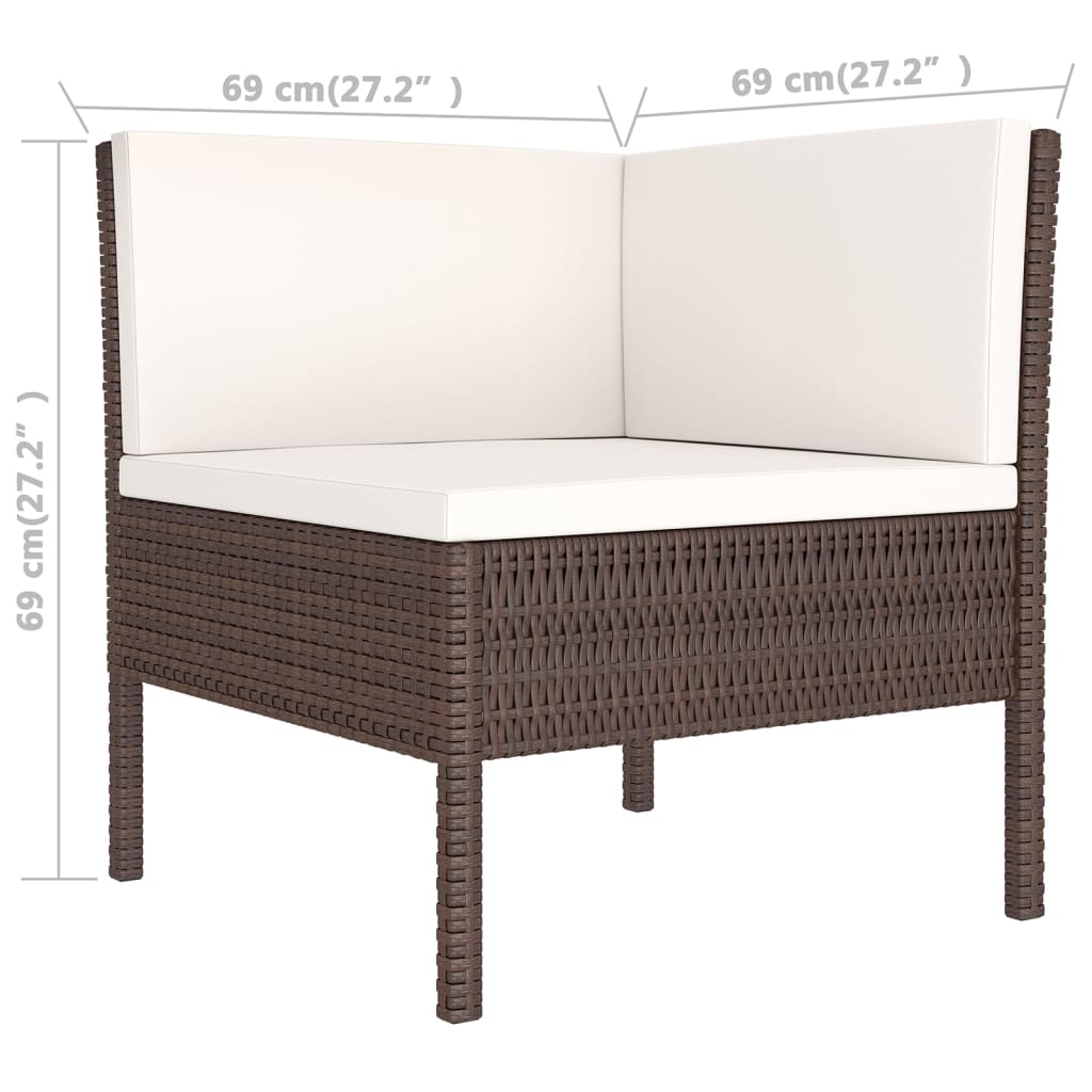 vidaXL 6-delige Loungeset met kussens poly rattan bruin