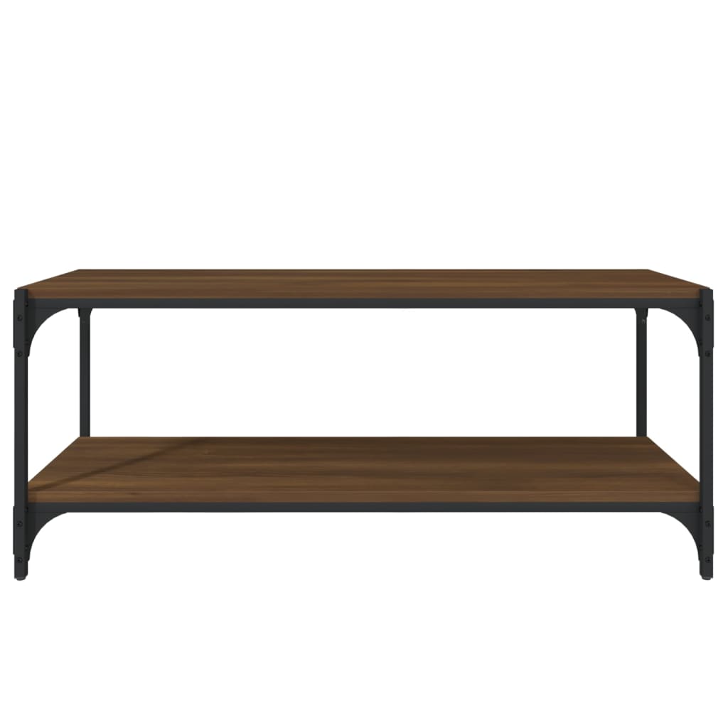 vidaXL Tv-meubel 100x33x41 cm bewerkt hout en staal bruin eikenkleur