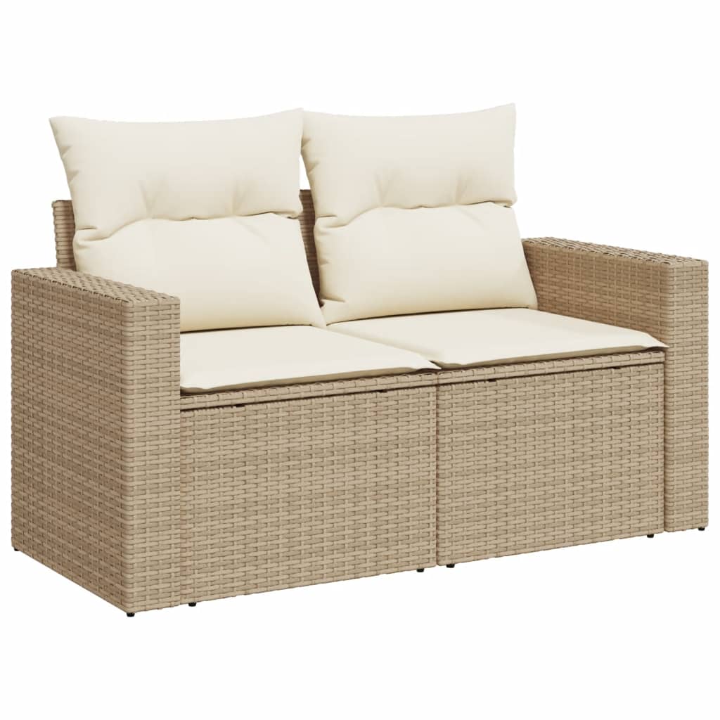 vidaXL 8-delige Loungeset met kussens poly rattan beige