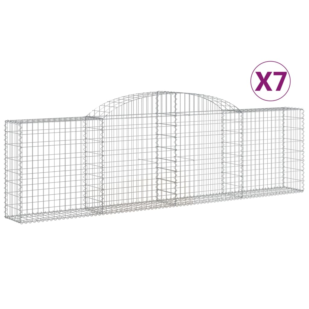 vidaXL Schanskorven 7 st gewelfd 300x30x80/100 cm gegalvaniseerd ijzer