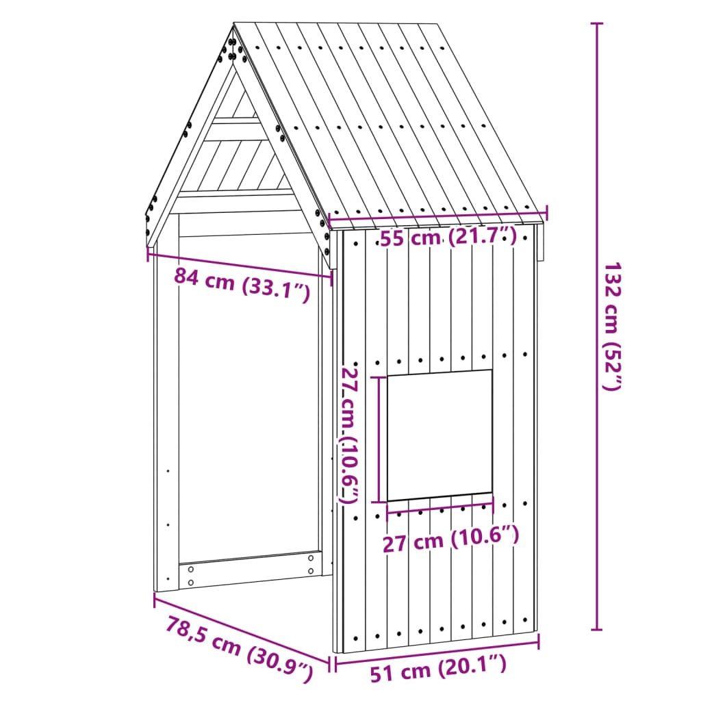 vidaXL Kinderbedhuisje 55x84x132 cm massief grenenhout