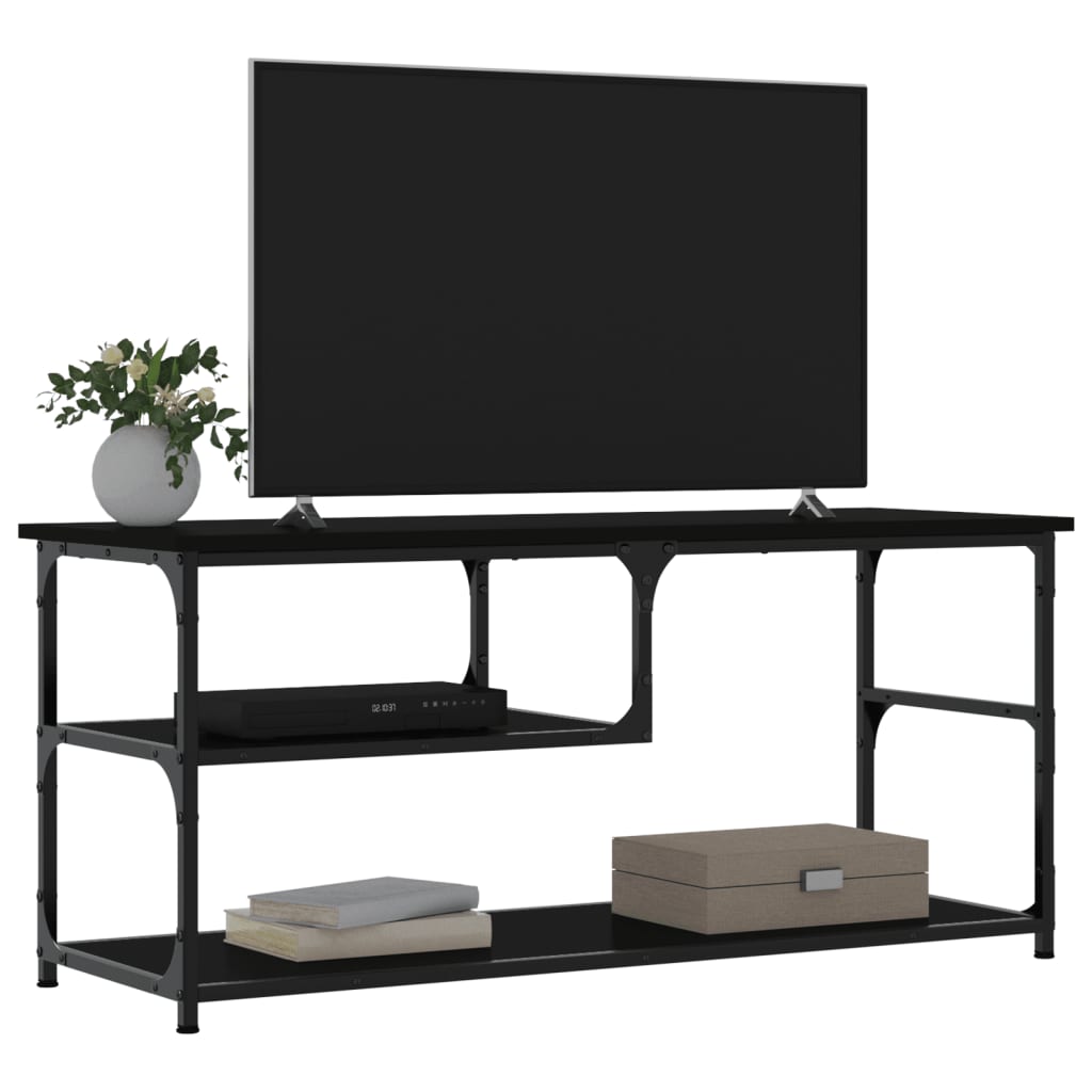 vidaXL Tv-meubel 103x38x46,5 cm bewerkt hout en staal zwart