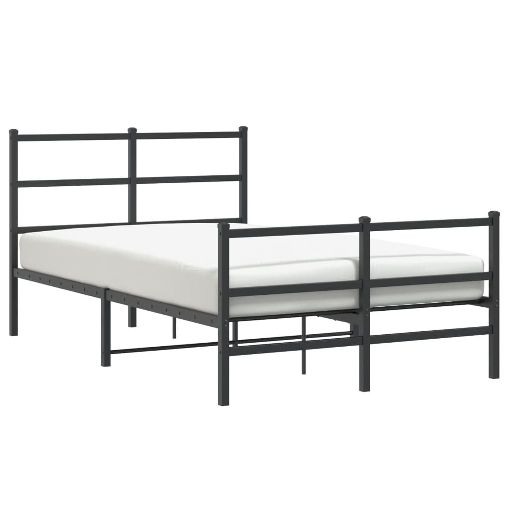 vidaXL Bedframe met hoofd- en voeteneinde metaal zwart 120x190 cm