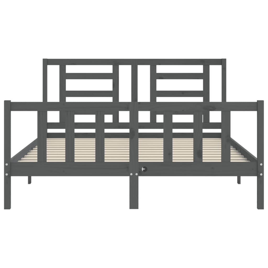 vidaXL Bedframe met hoofdbord massief hout grijs