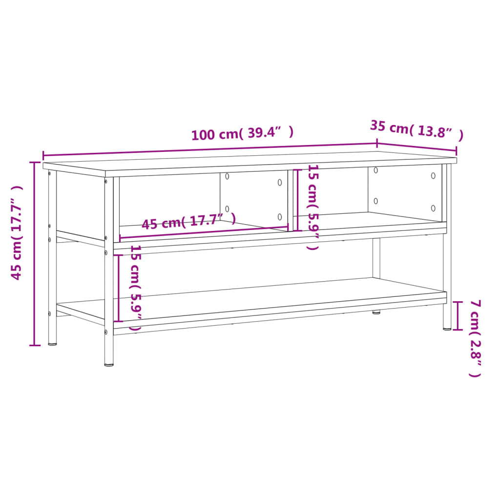 vidaXL Tv-meubel 100x35x45 cm bewerkt hout zwart