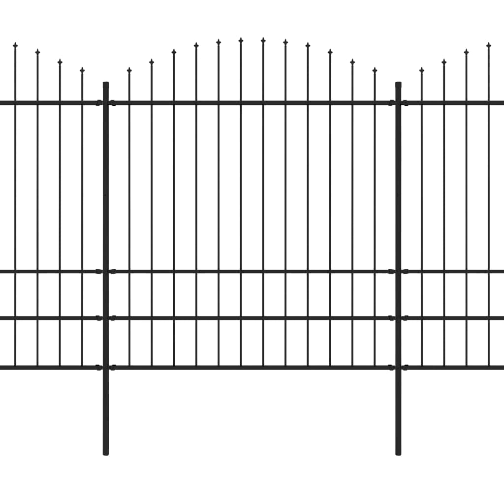 vidaXL Tuinhek met speren bovenkant (1,75-2)x8,5 m staal zwart