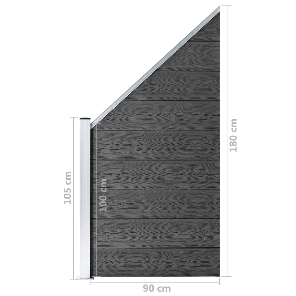 vidaXL Schuttingpanelenset 965x(105-186) cm HKC zwart