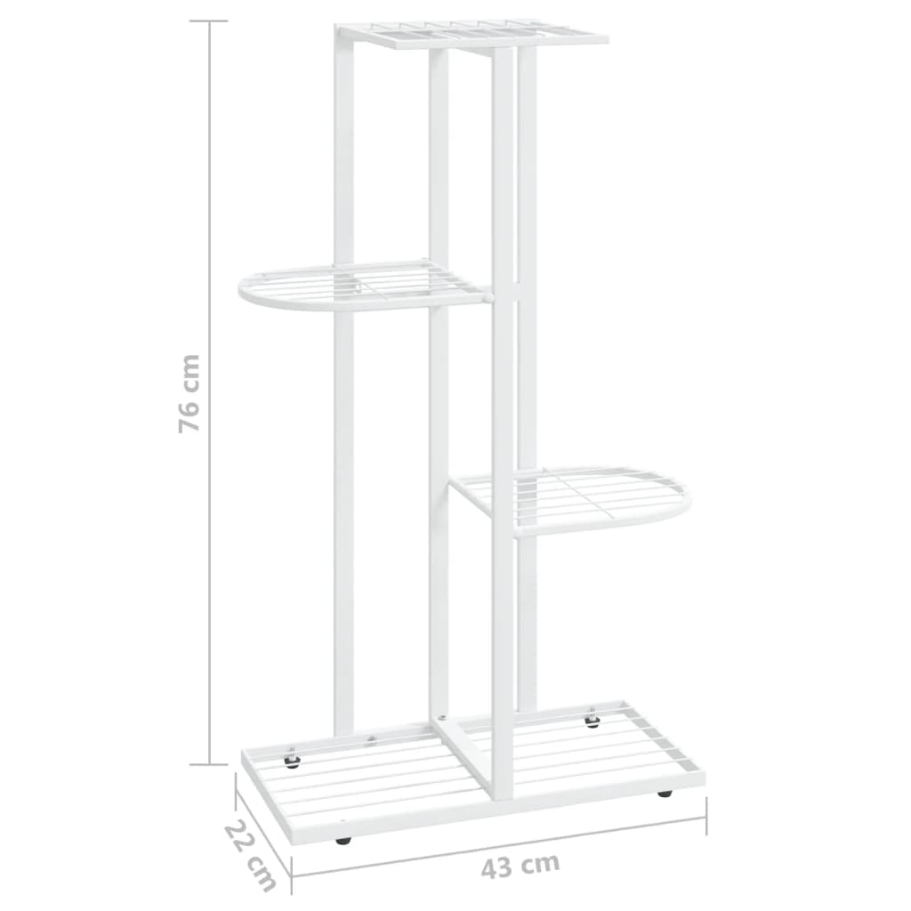 vidaXL Bloemenstandaard met 4 lagen 43x22x76 cm metaal wit