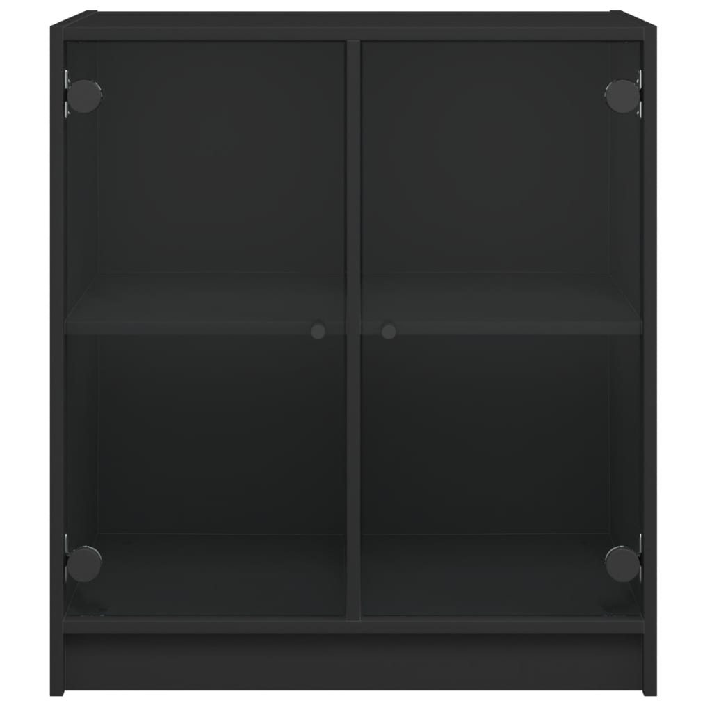 vidaXL Bijzetkast met glazen deuren 68x37x75,5 cm zwart