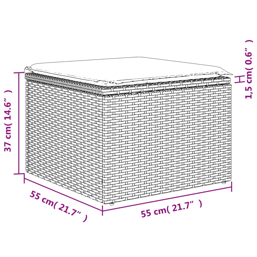 vidaXL 11-delige Tuinset met kussens poly rattan beige