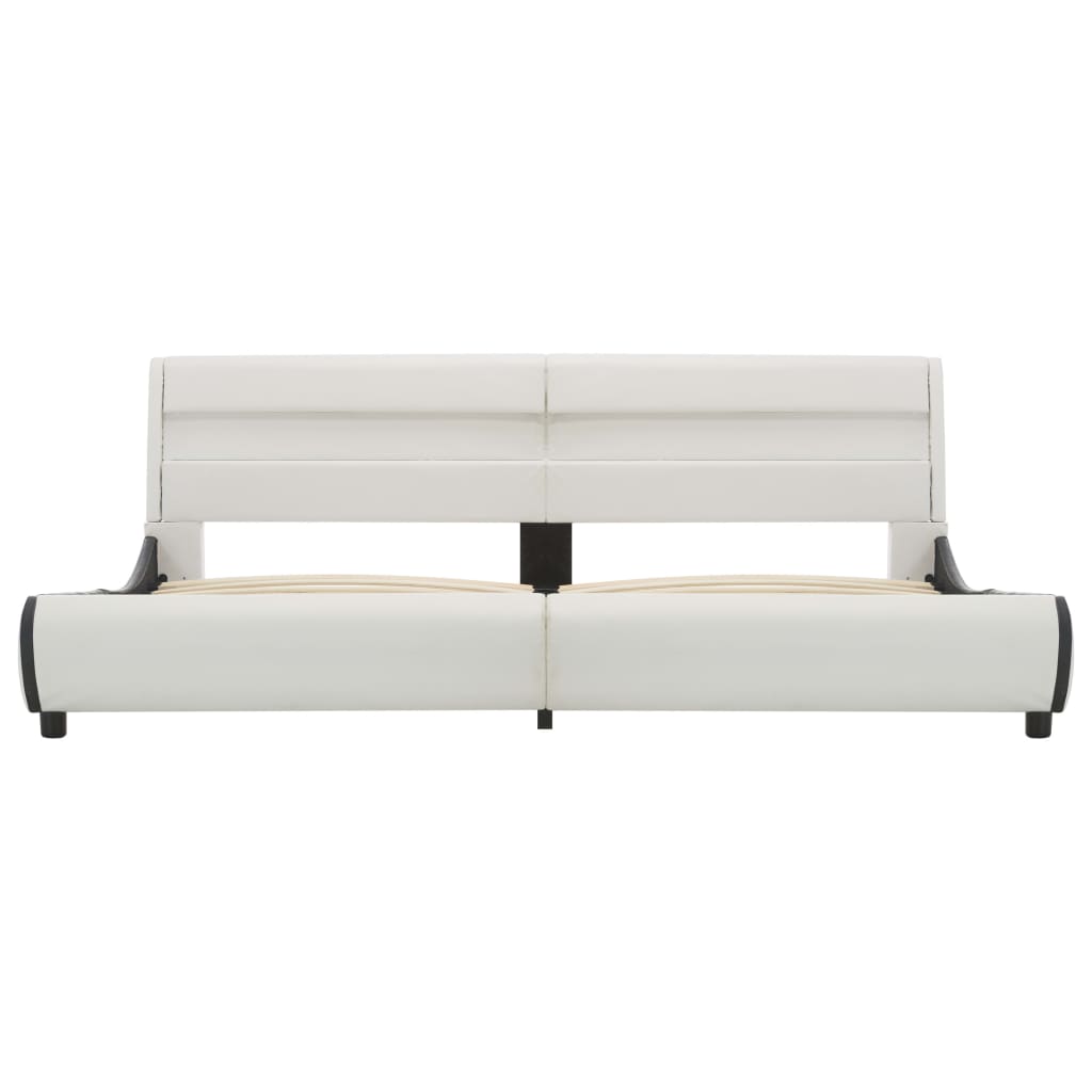 vidaXL Bedframe met LED kunstleer wit 180x200 cm