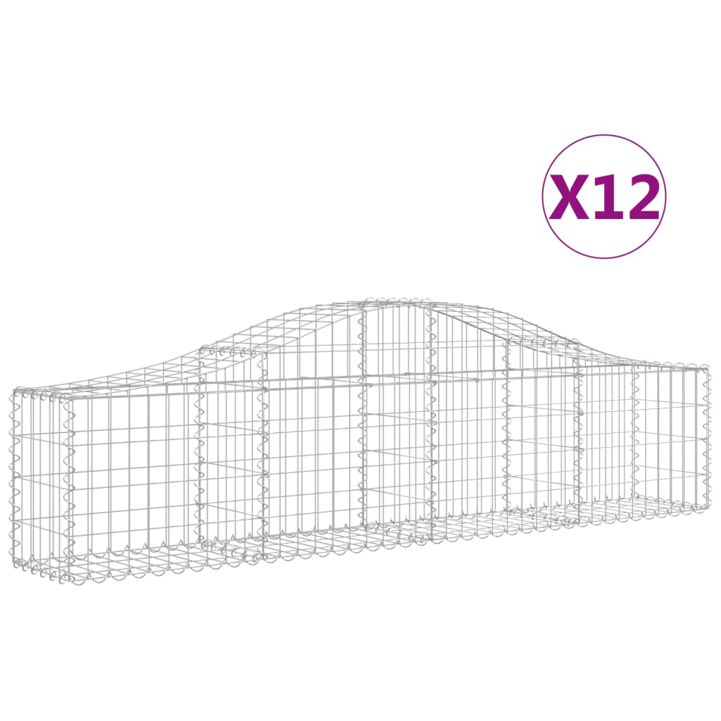 vidaXL Schanskorven 12 st gewelfd 200x30x40/60 cm gegalvaniseerd ijzer