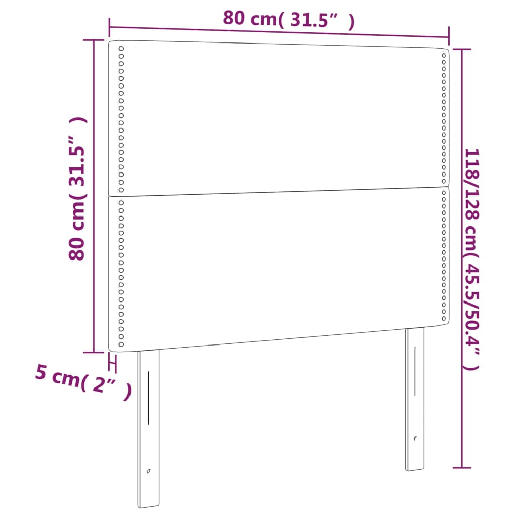 vidaXL Hoofdborden 2 st 80x5x78/88 cm fluweel donkerblauw