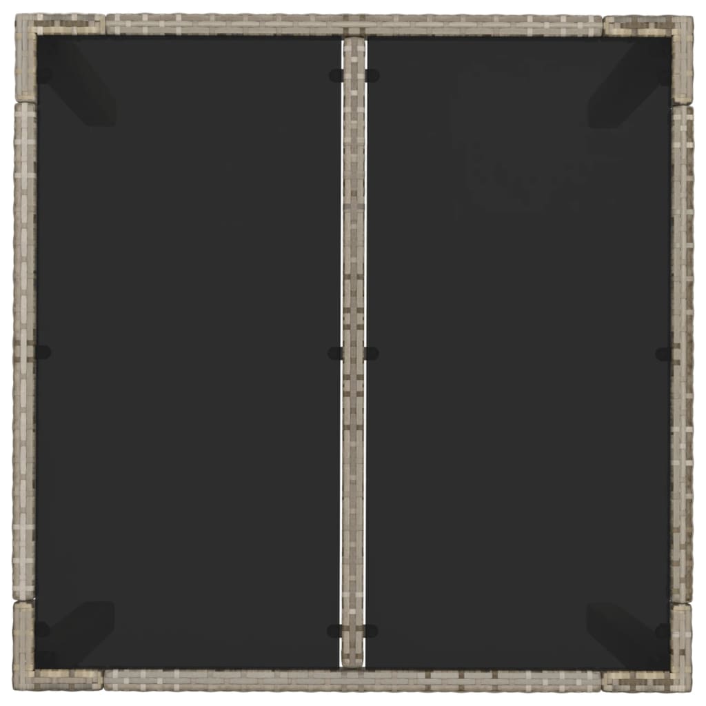 vidaXL Tuintafel met glazen blad 90x90x75 cm poly rattan grijs