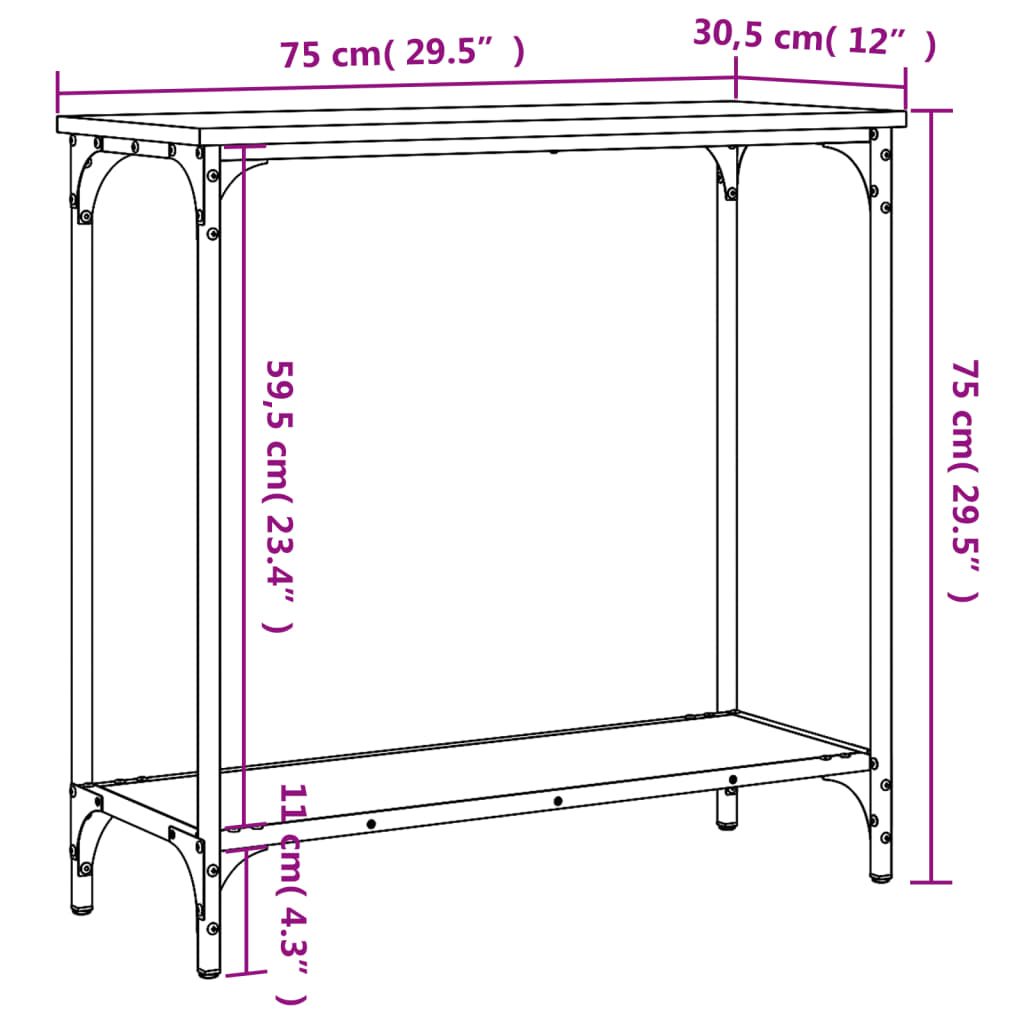 vidaXL Wandtafel 75x30,5x75 cm bewerkt hout sonoma eikenkleurig