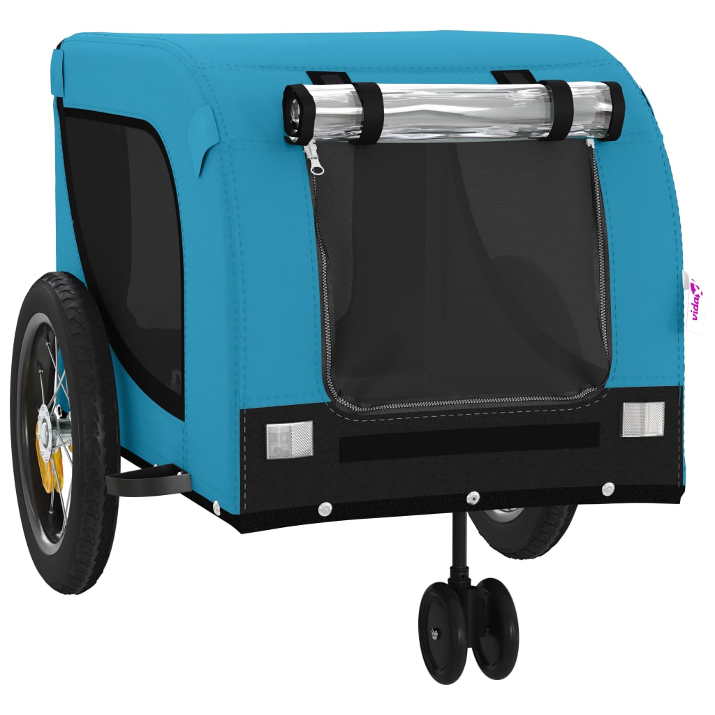 vidaXL Hondenfietstrailer oxford stof en ijzer blauw en zwart