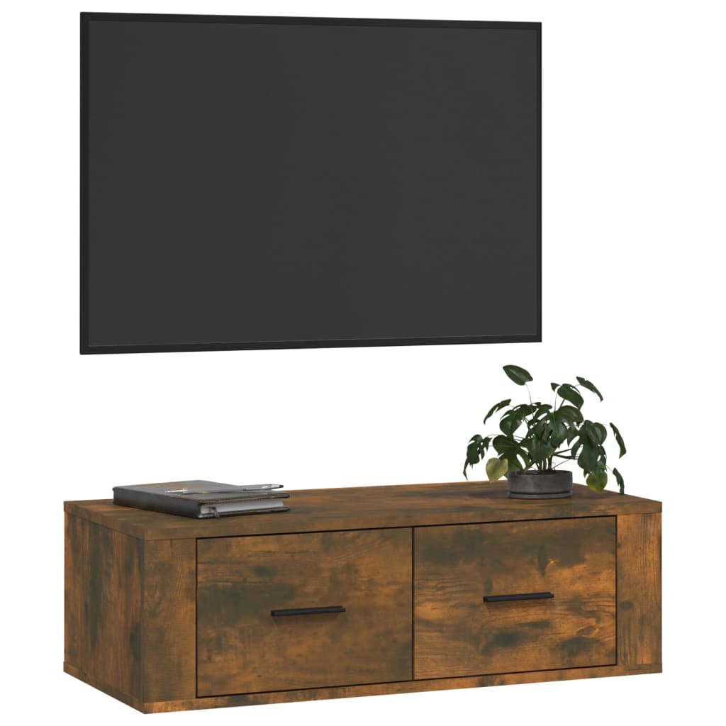 vidaXL Tv-hangmeubel 80x36x25 cm bewerkt hout gerookt eikenkleurig