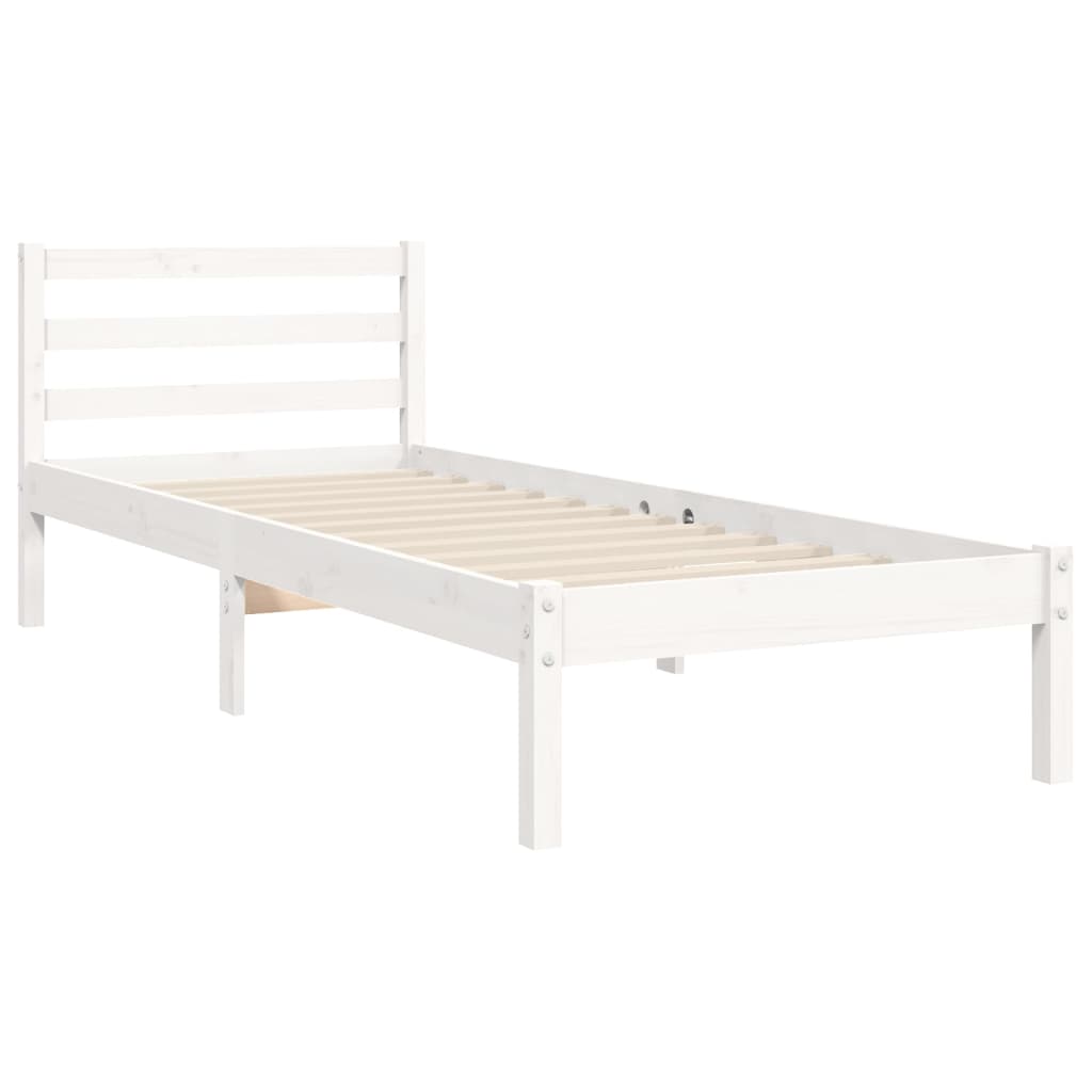 vidaXL Bedframe met hoofdbord massief hout wit