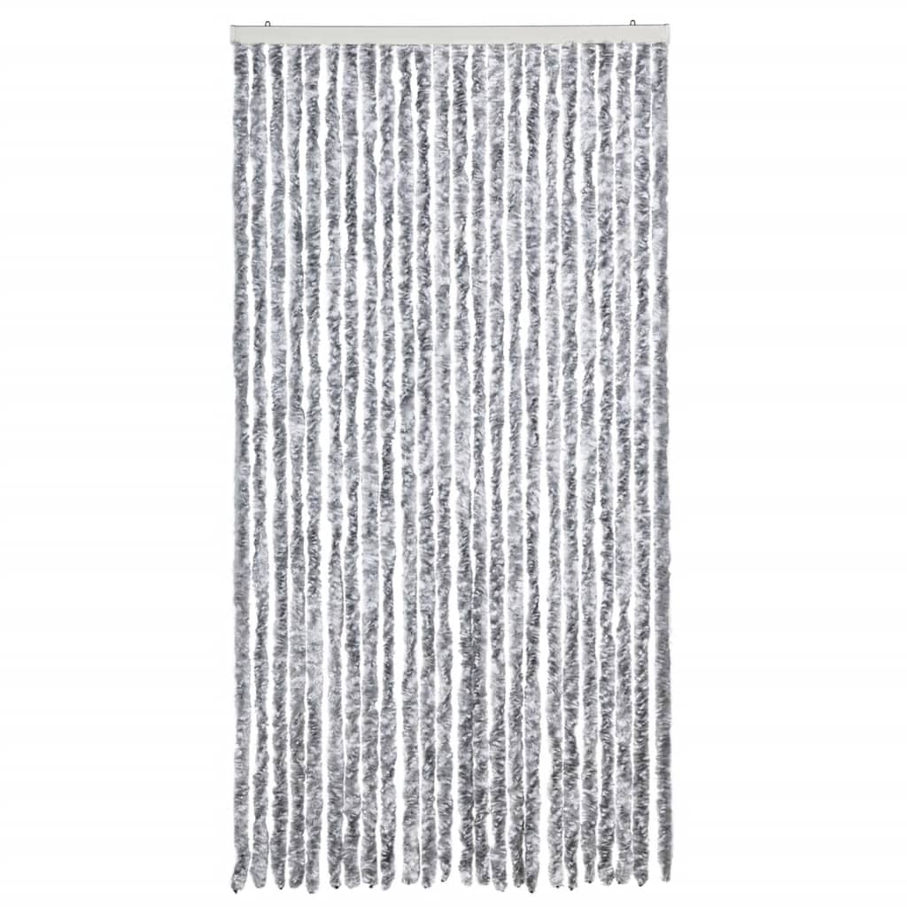 vidaXL Vliegengordijn 100x230 cm chenille wit en grijs