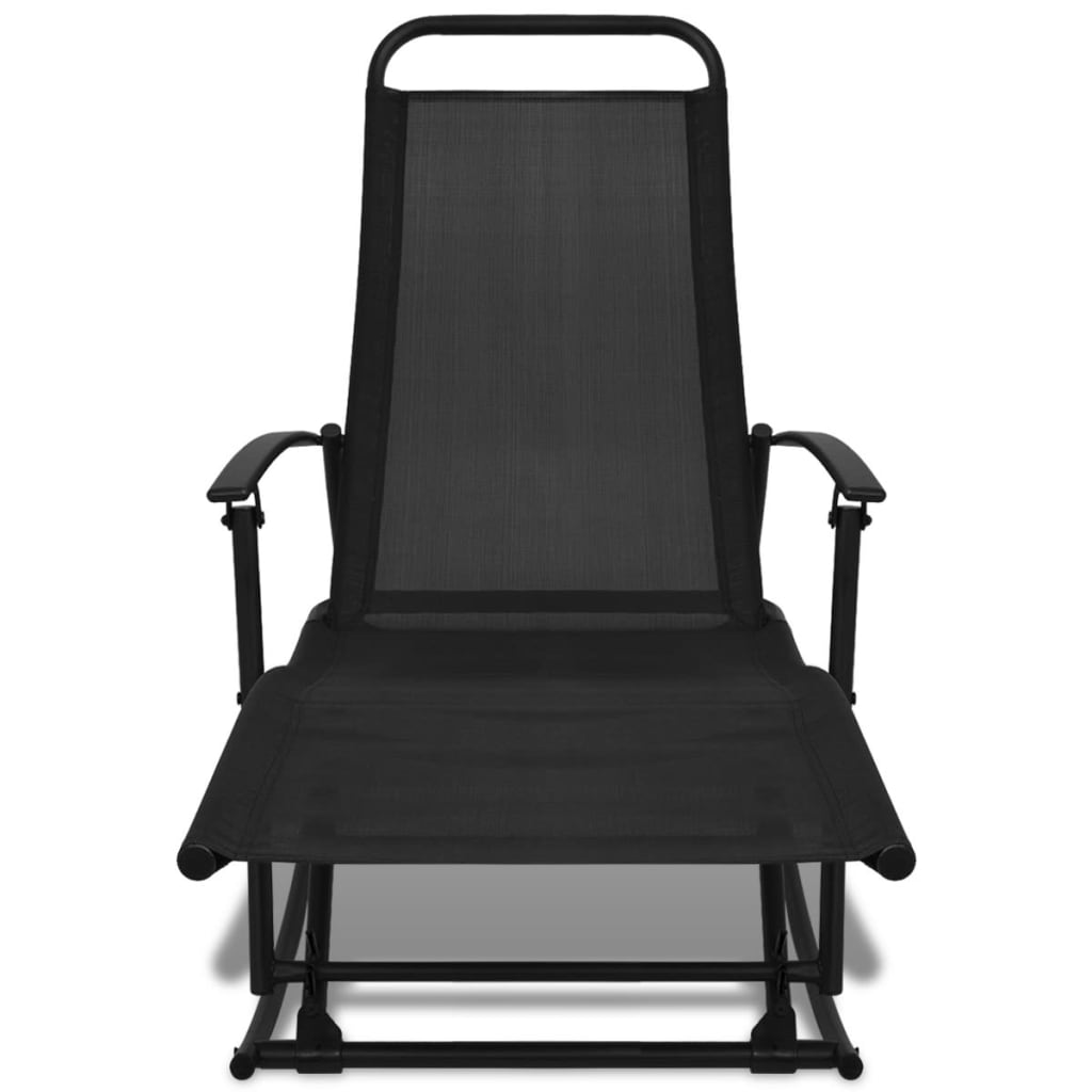vidaXL Tuinschommelstoel staal en textileen zwart