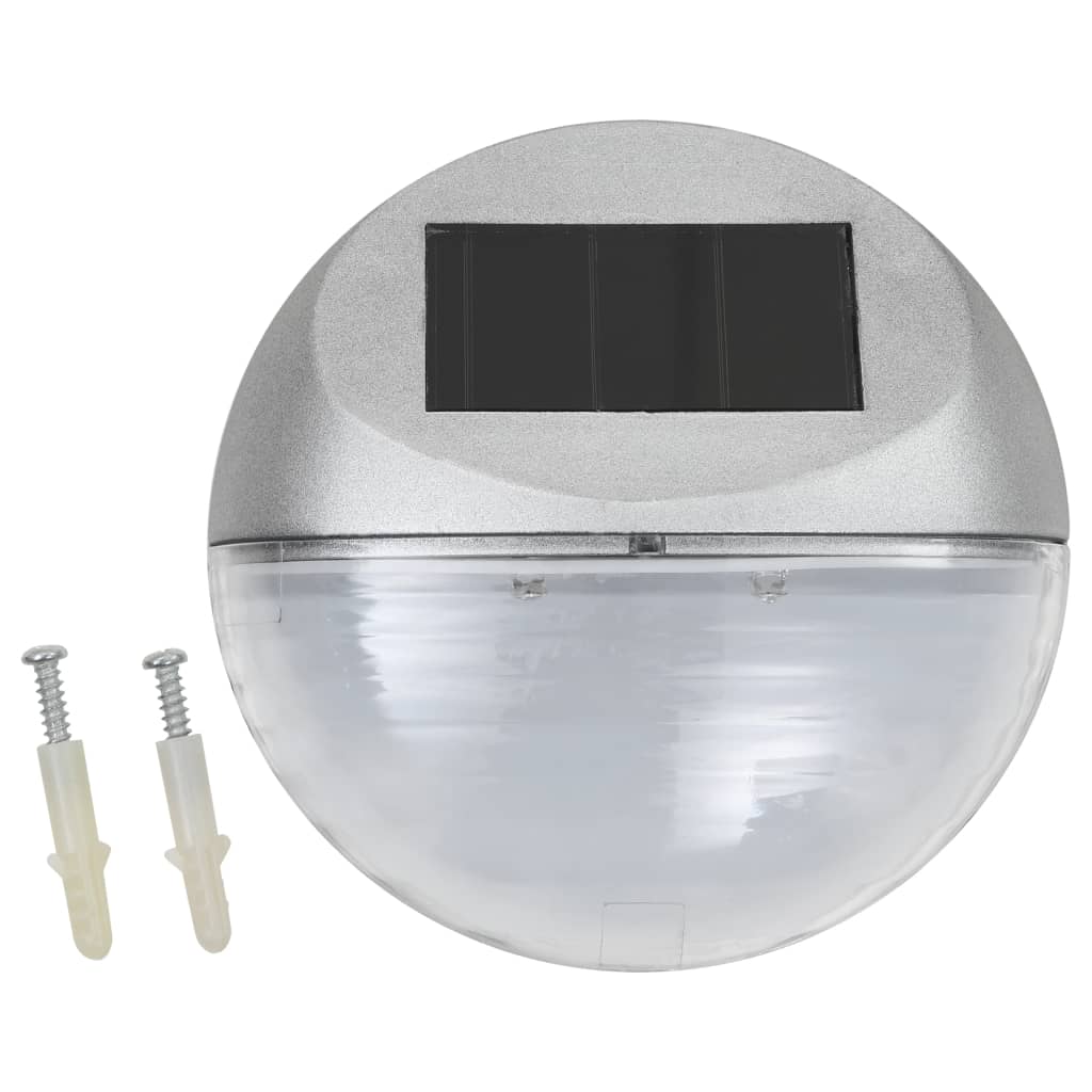 vidaXL LED-wandlampen solar rond zilver 12 st