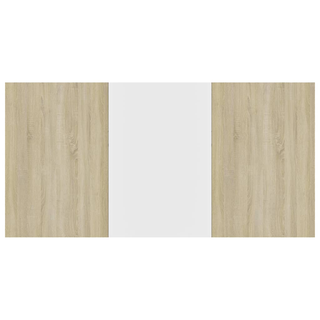 vidaXL Eettafel 180x90x76 cm bewerkt hout wit en sonoma eikenkleurig