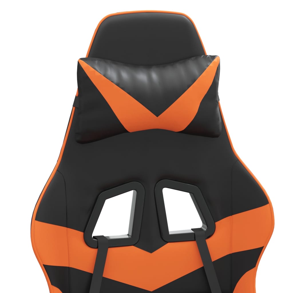 vidaXL Gamestoel met voetensteun kunstleer zwart en oranje