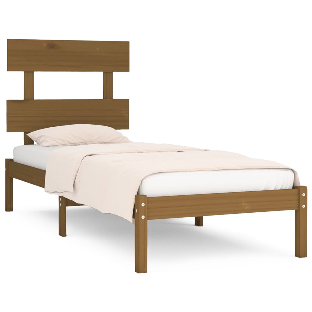 vidaXL Bedframe massief hout honingbruin 75x190 cm