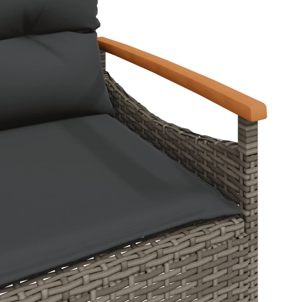 vidaXL Tuinbank met kussens 116x62,5x74 cm poly rattan grijs