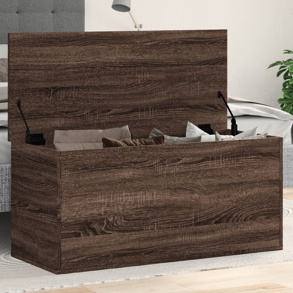 vidaXL Opbergbox 100x42x46 cm bewerkt hout bruin eikenkleurig