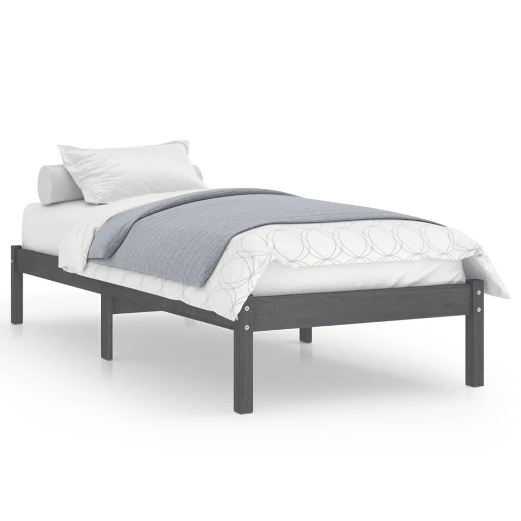 vidaXL Bedframe massief grenenhout grijs 90x200 cm