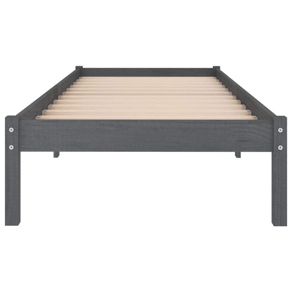 vidaXL Bedframe massief grenenhout grijs 90x200 cm