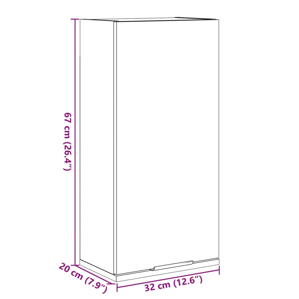 vidaXL Badkamerkast wandgemonteerd 32x20x67 cm sonoma eikenkleurig