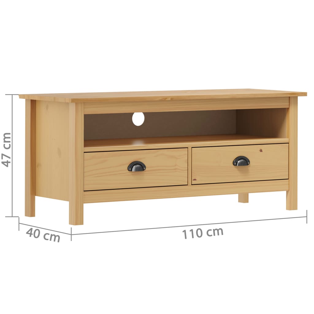 vidaXL Tv-meubel Hill Range 110x40x47 cm grenenhout honingbruin