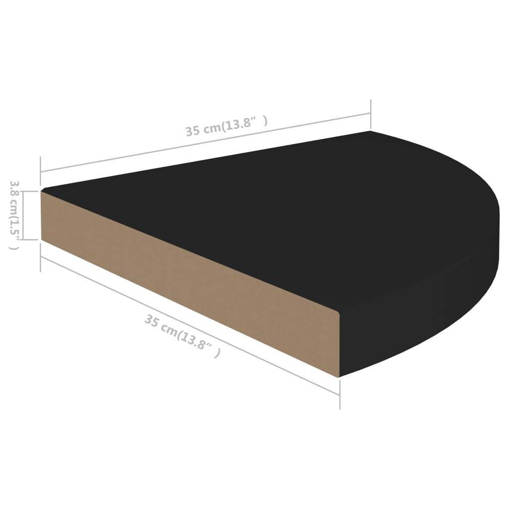 vidaXL Hoekschap zwevend 35x35x3,8 cm MDF zwart