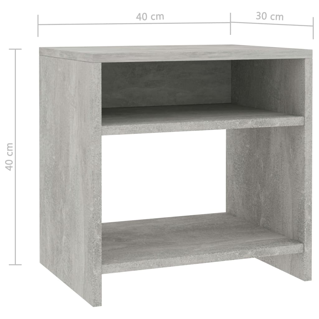 vidaXL Nachtkastjes 2 st 40x30x40 cm bewerkt hout betongrijs