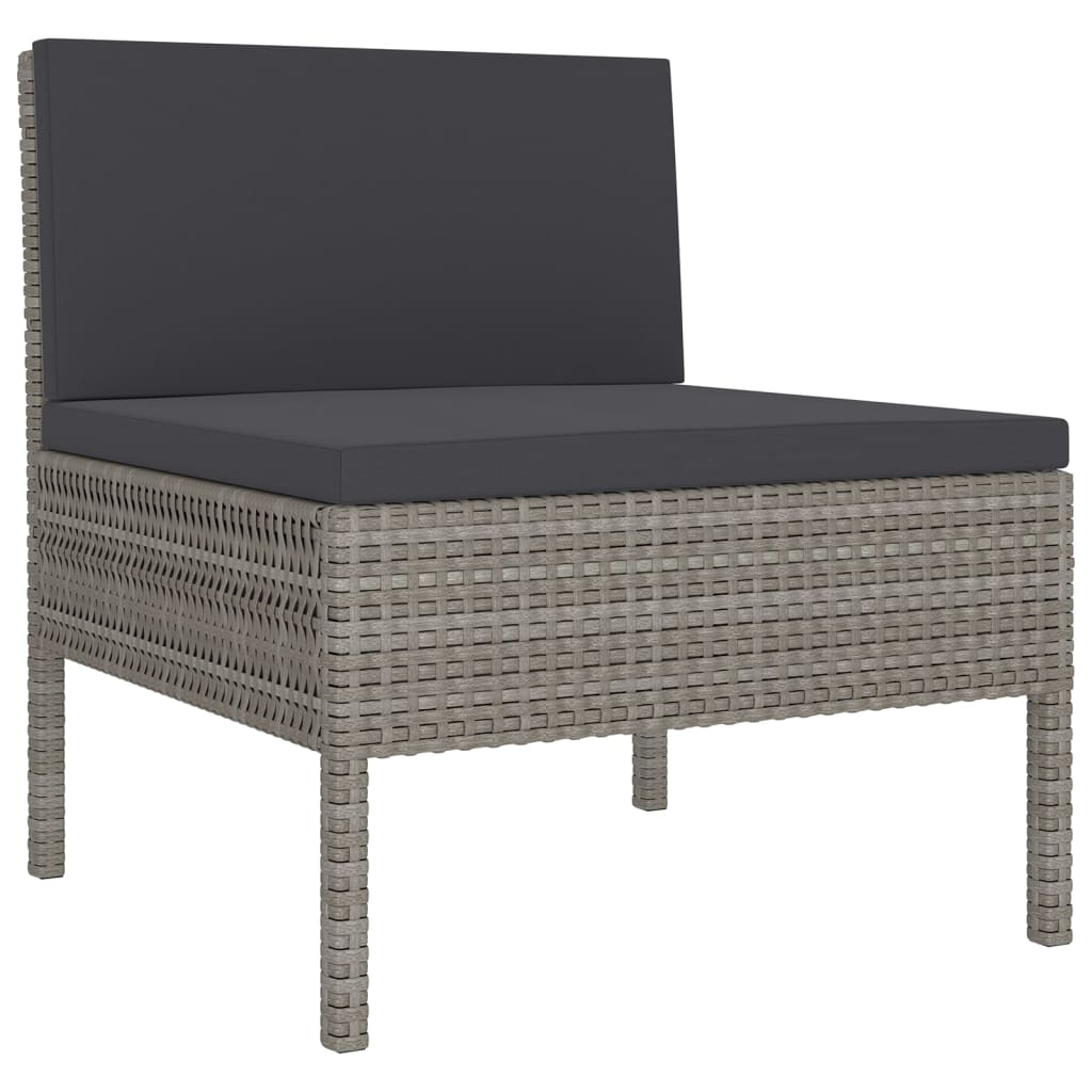 vidaXL 6-delige Loungeset met kussens poly rattan grijs