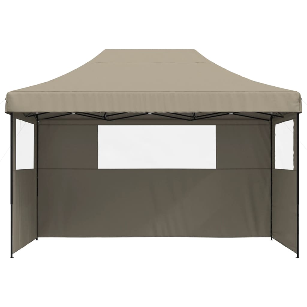 vidaXL Partytent inklapbaar pop-up met 3 zijwanden taupe