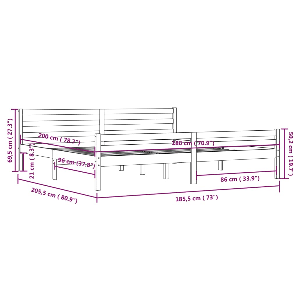 vidaXL Bedframe massief hout 180x200 cm