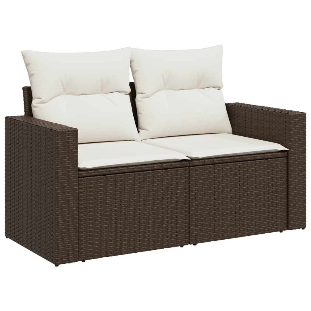 vidaXL 10-delige Loungeset met kussens poly rattan bruin