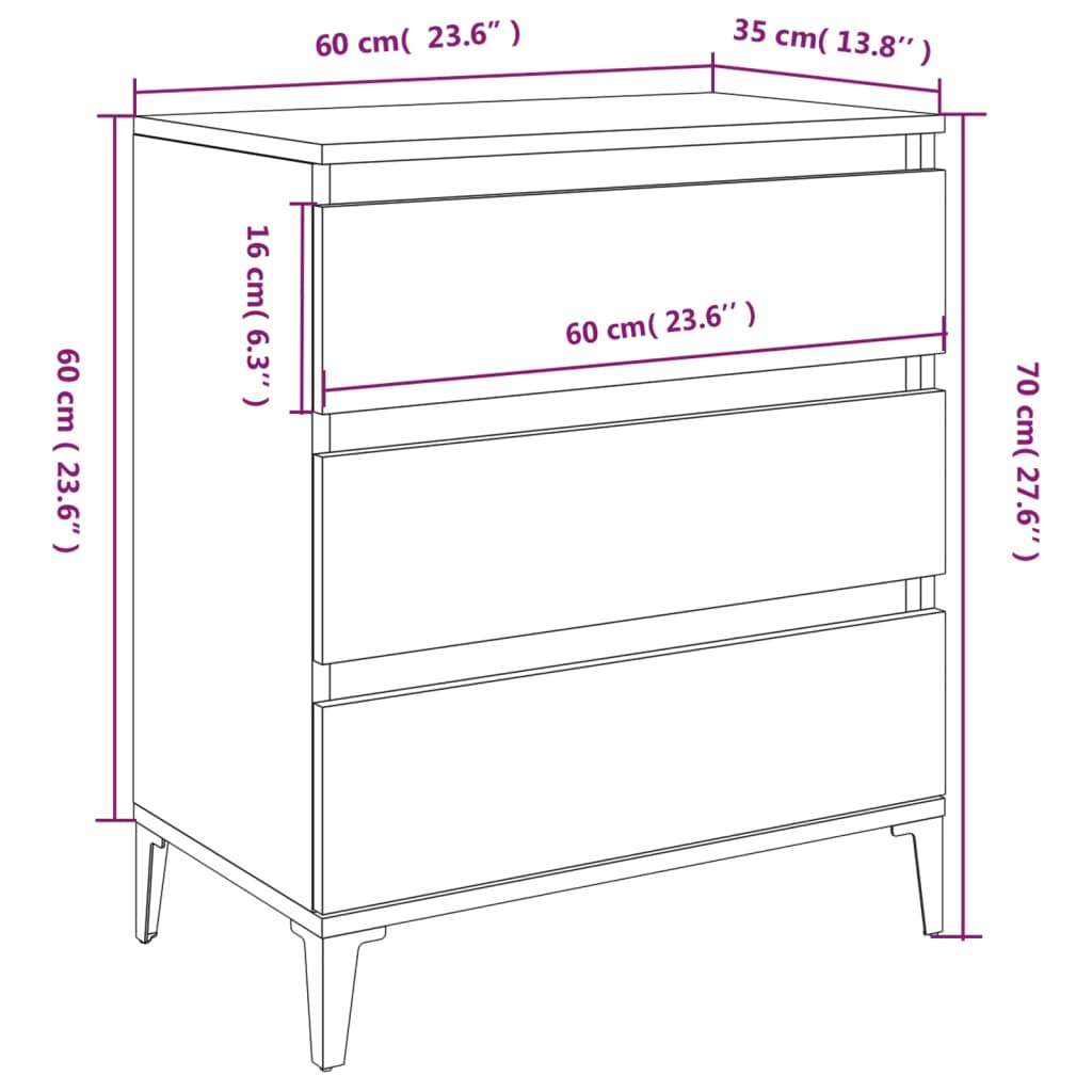 vidaXL Dressoir 60x35x70 cm bewerkt hout gerookt eikenkleurig