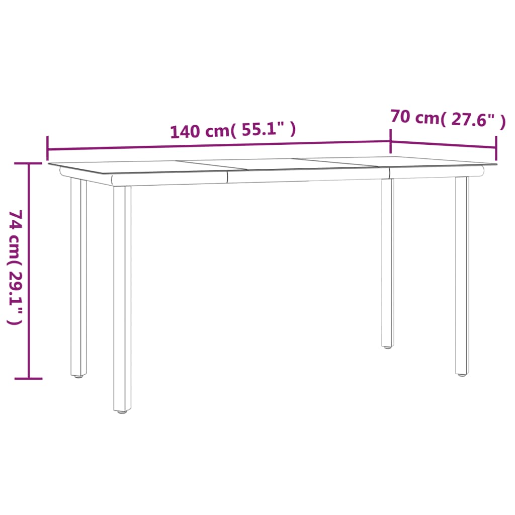 vidaXL 5-delige Tuinset met kussens poly rattan en staal