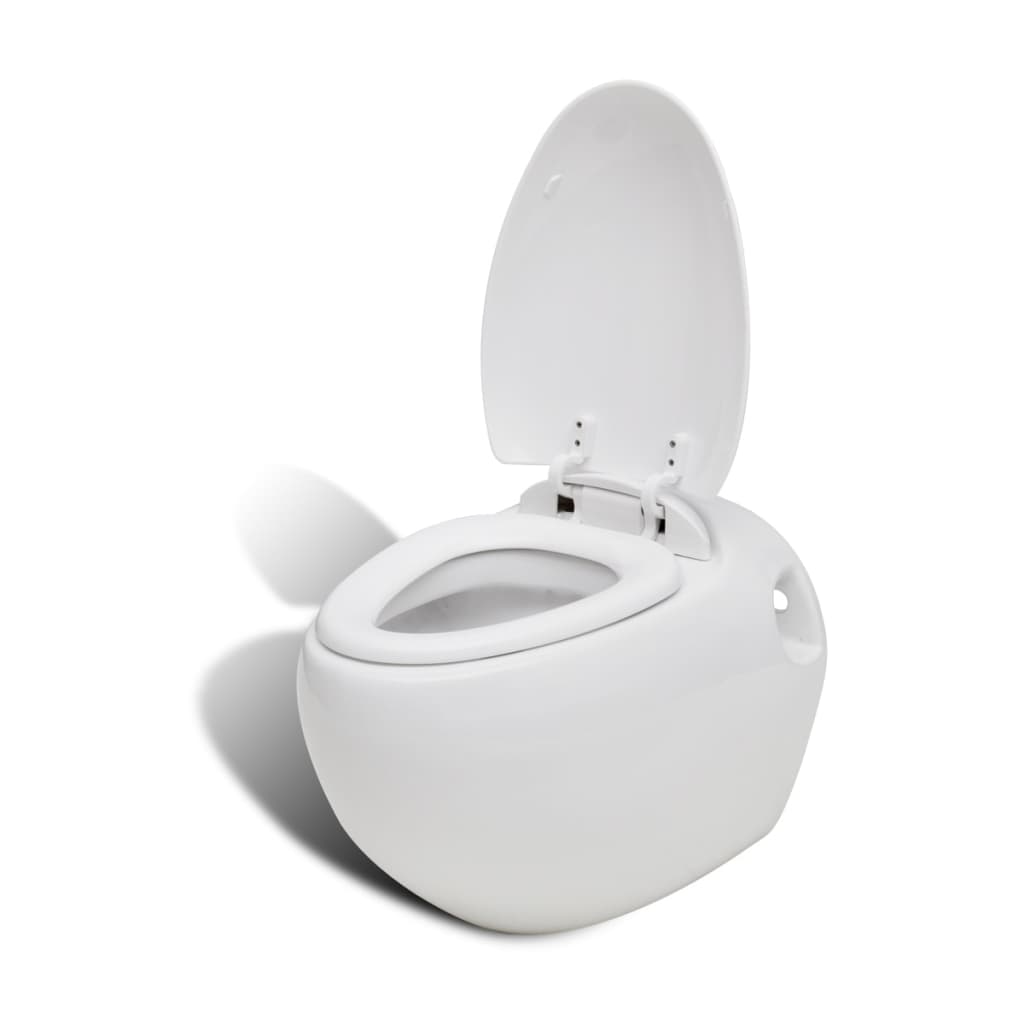 vidaXL Hangend ei-design toilet met ingebouwde stortbak wit