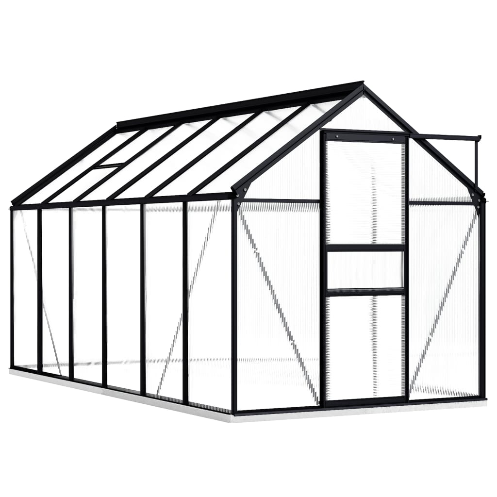 vidaXL Broeikas met basisframe 7,03 m³ aluminium antracietkleurig
